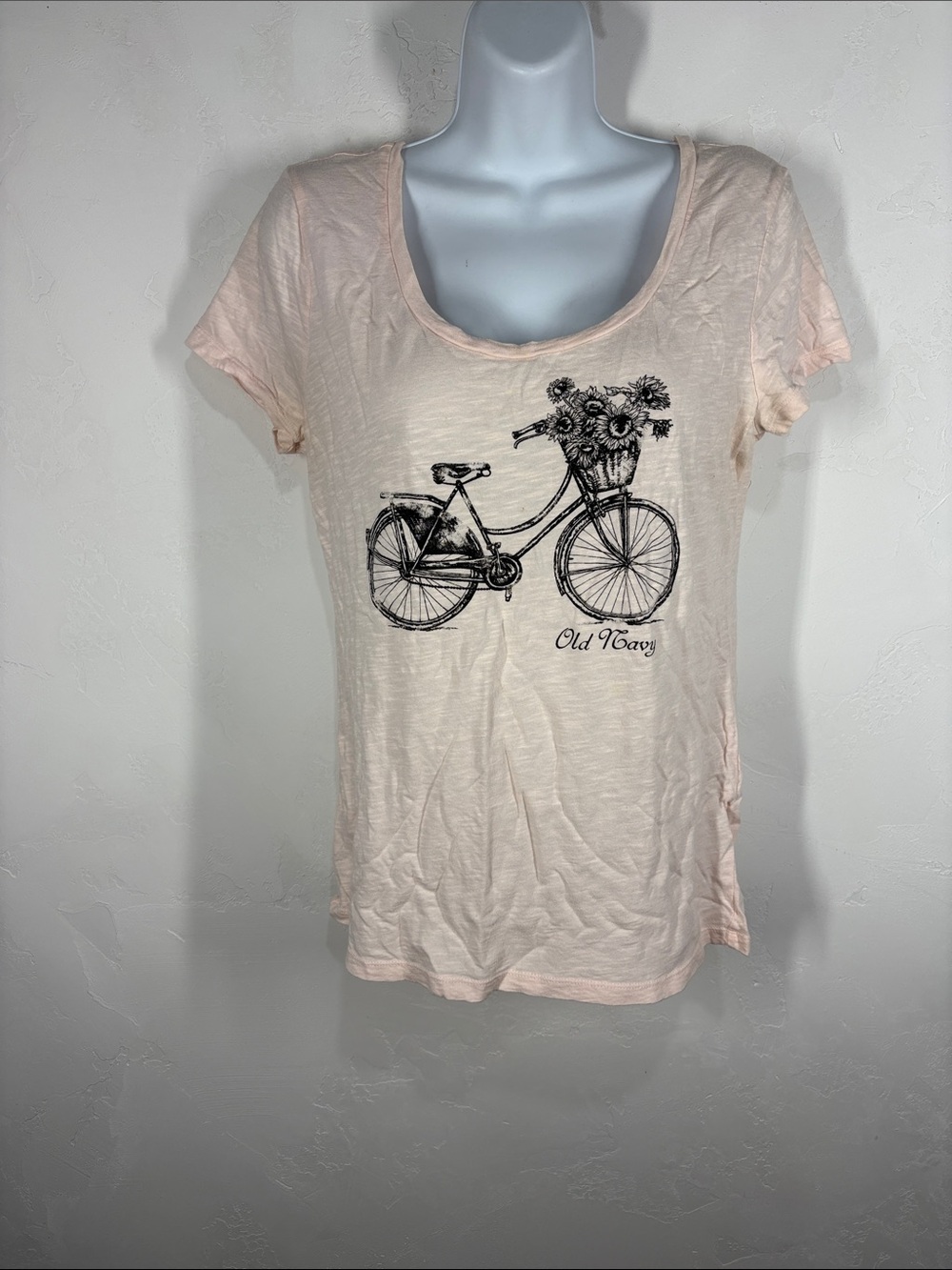Old Navy Light Pink Bicycle Graphic Short Sleeve Tee size medium
